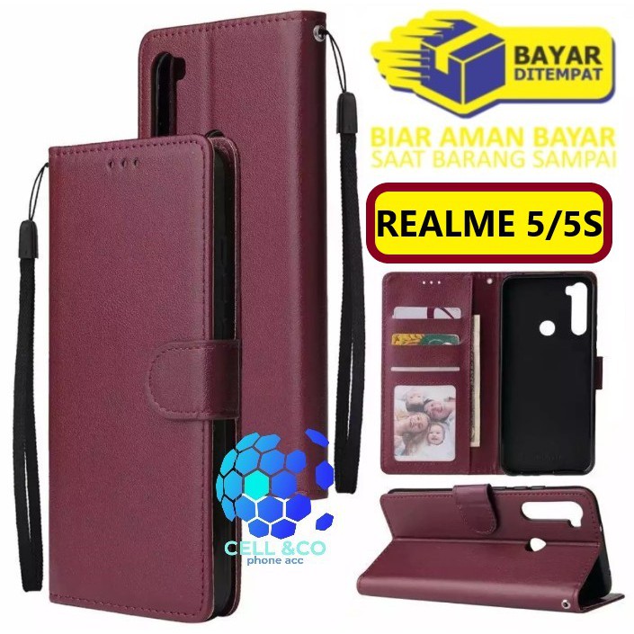 Flip cover REALME 5/5S Flip case buka tutup kesing hp casing hp flip case leather wallet