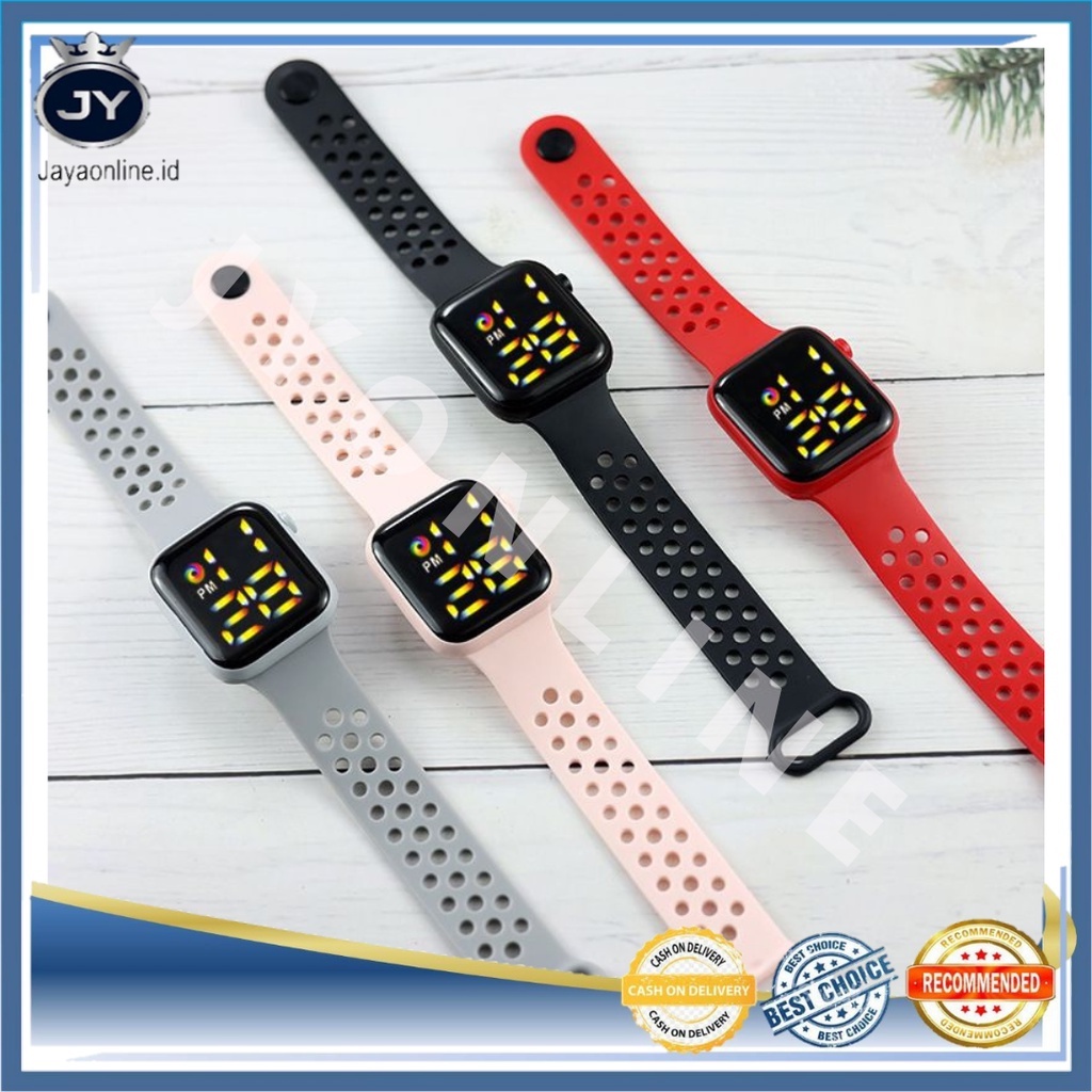 JY J032 Jam Tangan Elektronik Fashion Rubber LED Digital Warna Rainbow Anti Air Termurah Import