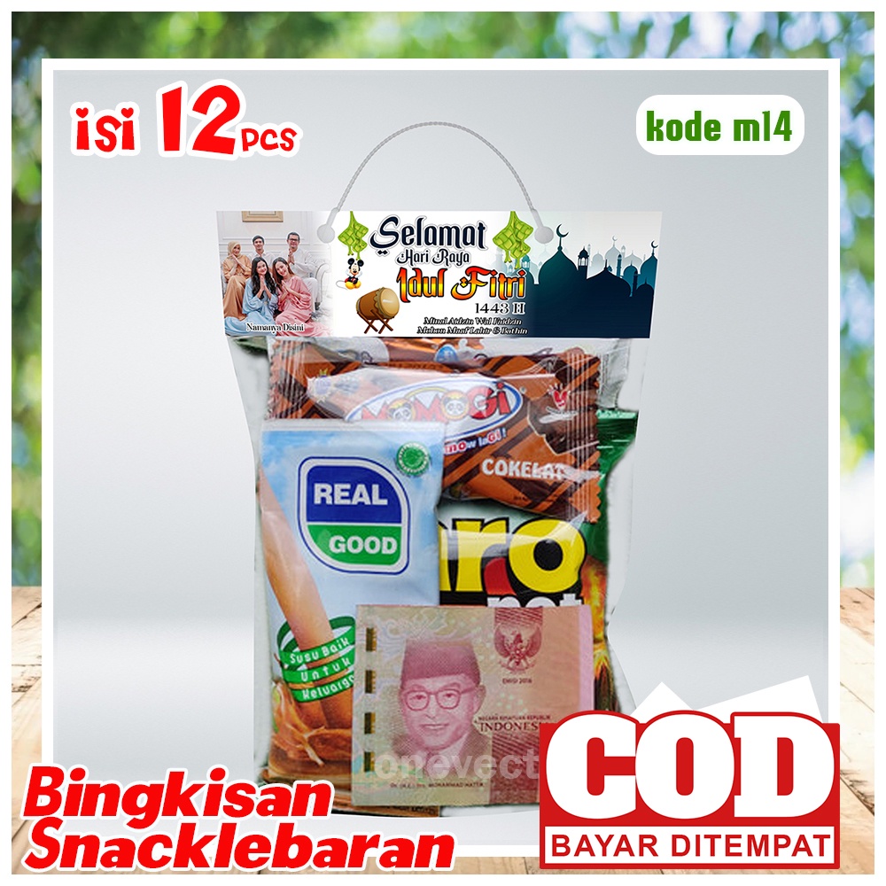 

ISI 12 PCS KEMASAN BINGKISAN TAS SNACK PLASTIK THR LEBARAN CUSTOM FOTO GRATIS DESAIN KEKINIAN