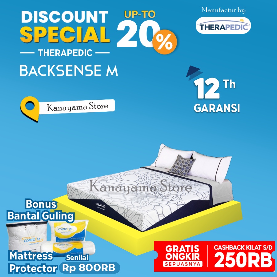 Therapedic Spring Bed Backsense M Latex KASUR 160 180 200 100 x200 - 100*200