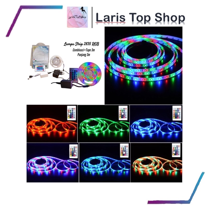 Lampu Selang LED Stripe RGB Warna Warni 2835 3 Meter / Lampu Outdoor and Indoor Plafon / Lampu Hias Kamar / Lampu Dekorasi Rumah / Lampu Aesthetic