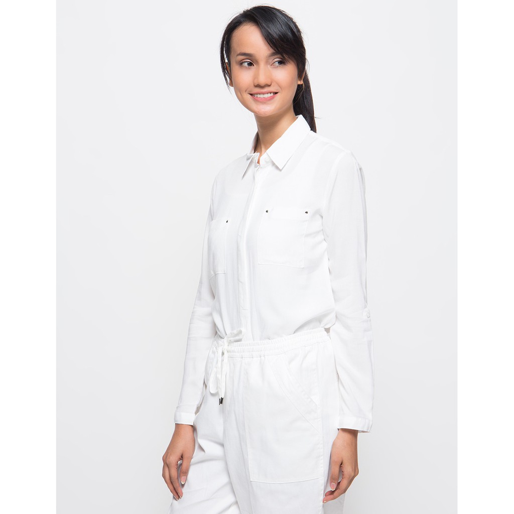 Matahari - Details Basic Stud Kemeja Wanita - Putih-1