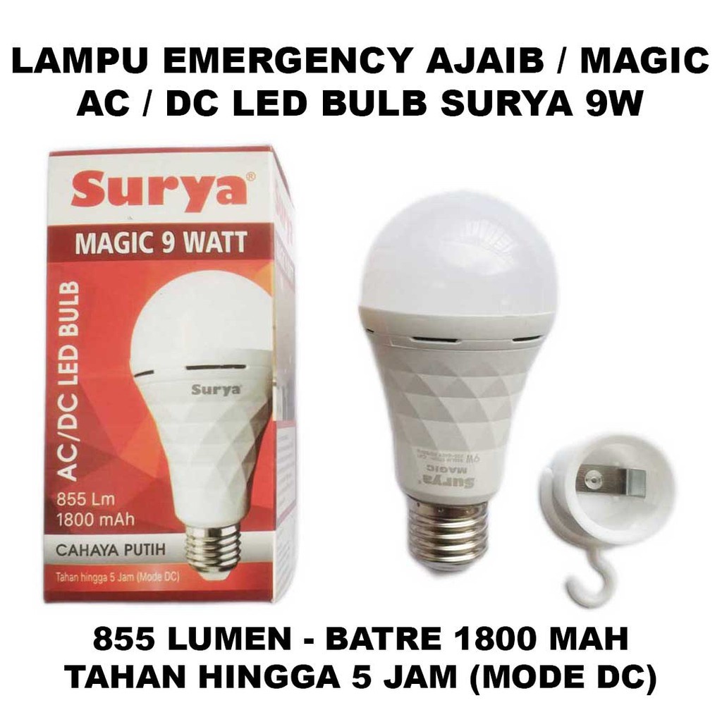 Lampu Emergency Bohlam LED  Bulb Surya Magic Lampu Darurat Super Murah 9 watt / 12 watt / 18 watt