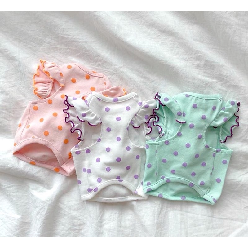 Green &amp; Peach Polka Top for Dog Cat Pet Baju Anjing Kucing Lucu