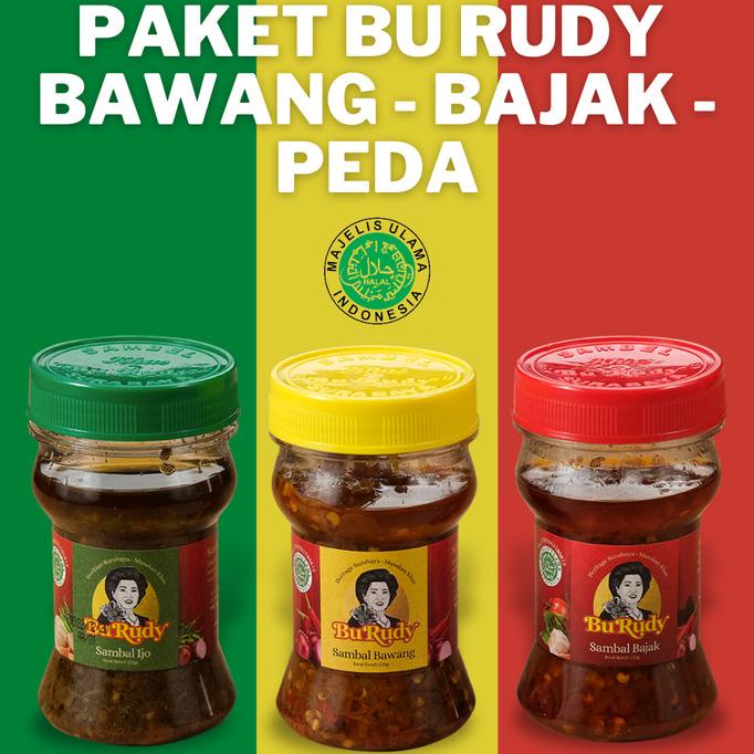 

Paket Sambal Bu Rudy Khas Surabaya (Bawang, Bajak, Ijo) Distributor - STANDARD