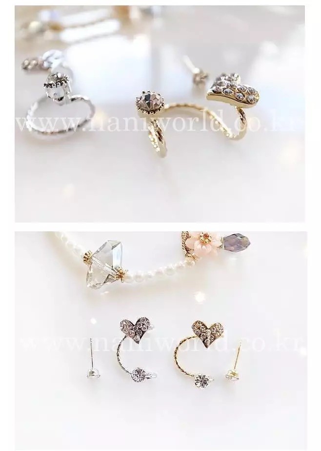 MORYMOSHI A63 Anting Tusuk Love Stud Cluff Fashion Wanita Korea Murah