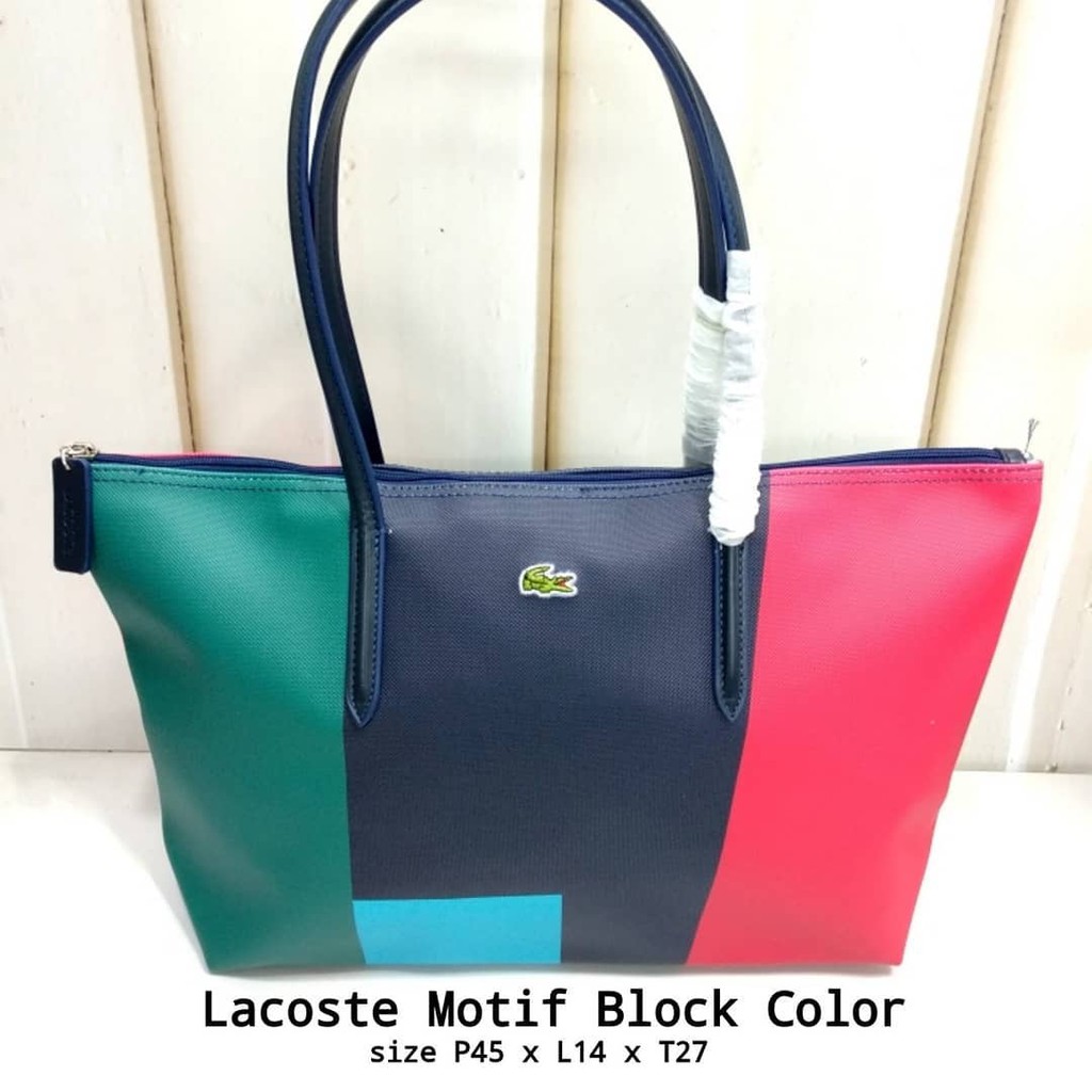 Tas Handbag Tas Tangan Lacoste Motif Block Color