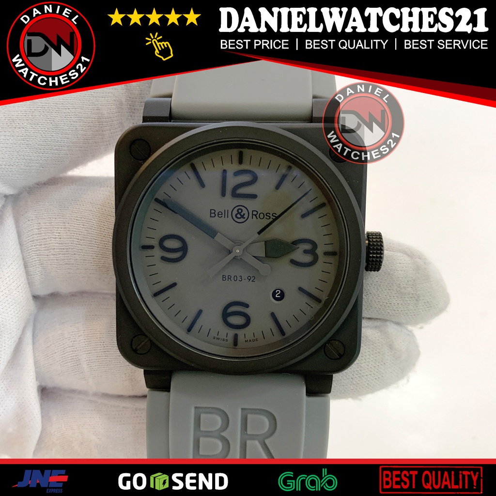 JAM TANGAN MODEL BR 03-92 BLACK 42mm GREY RUBBER (NOOB)