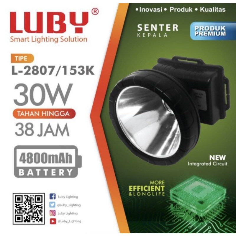 Senter Kepala Luby L-2807 / 153K 30 Watt Tahan 38 Jam