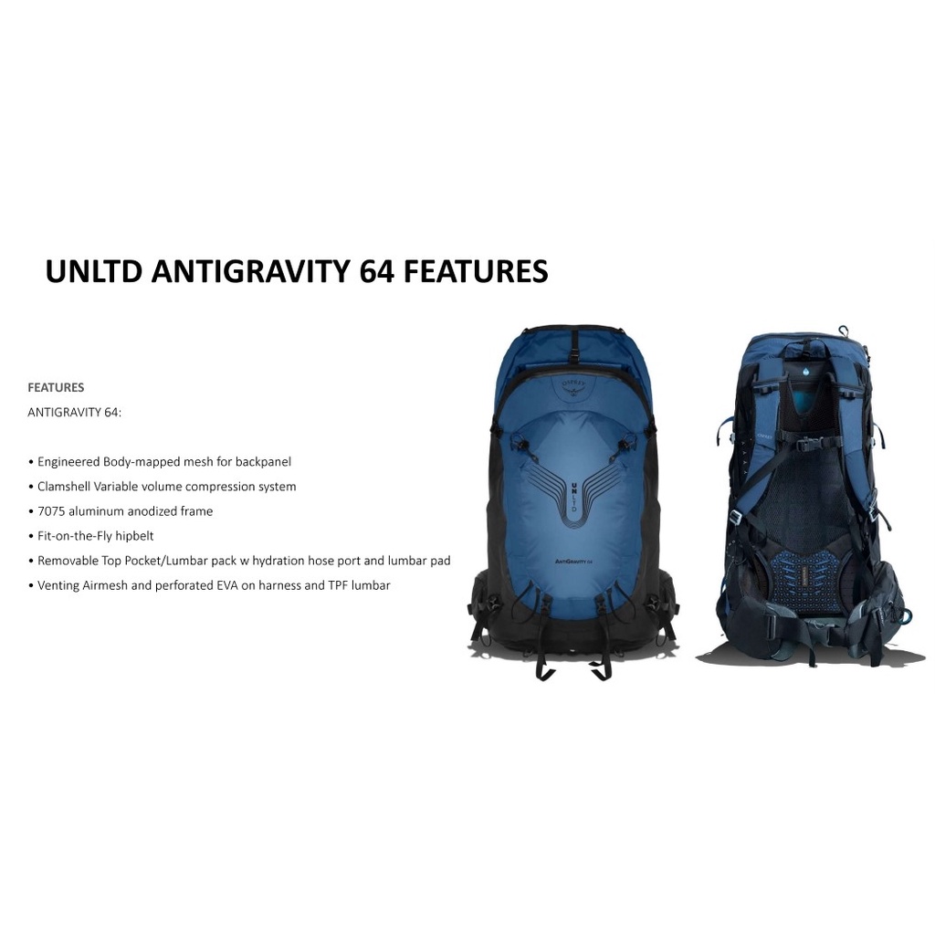 Tas Backpack Osprey UNLTD Anti-Gravity 64