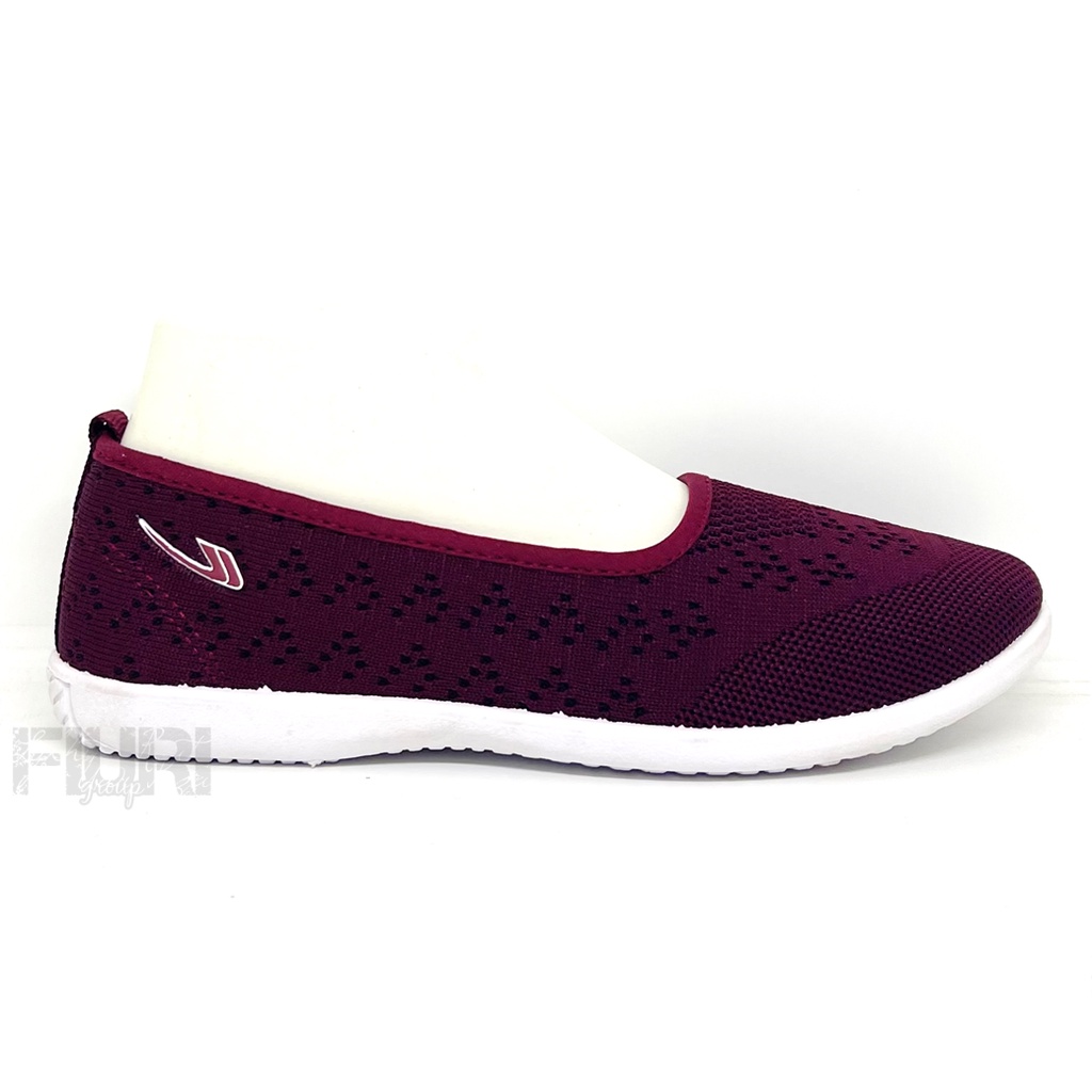 FIURI - NEW ERA PROFOUND Original - CHERRY MERAH MAROON 37-40 - Sepatu Wanita Flat Shoes - Perempuan Slip On Selop Belet Ballerina - Knif Rajut Kain - Santai Kerja Sekolah Kuliah Formal Kantor - Kasual - Murah Terbaru - Empuk Ringan Anak Remaja Dewasa