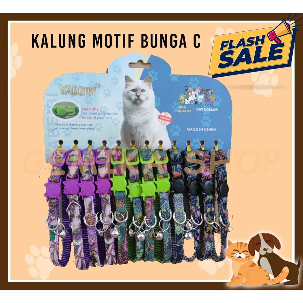 Kalung Hewan Motif Bunga - Kalung Anjing, Kucing Kelinci