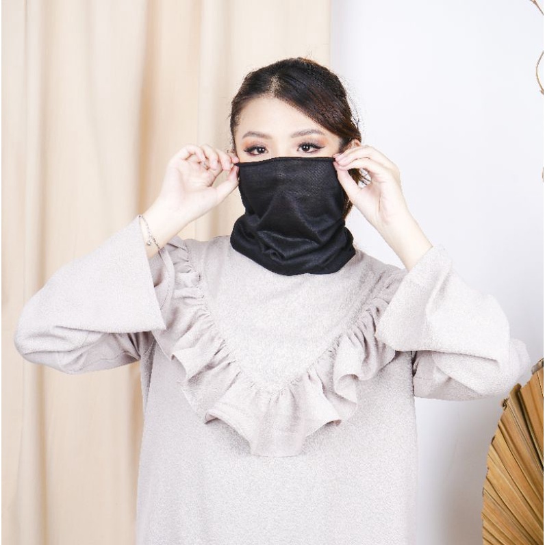 BAFF MASKER BAF HITAM POLOS BANDANA BUFF TEBAL TANPA SAMBUNGAN BANDANA HITAM TEBAL