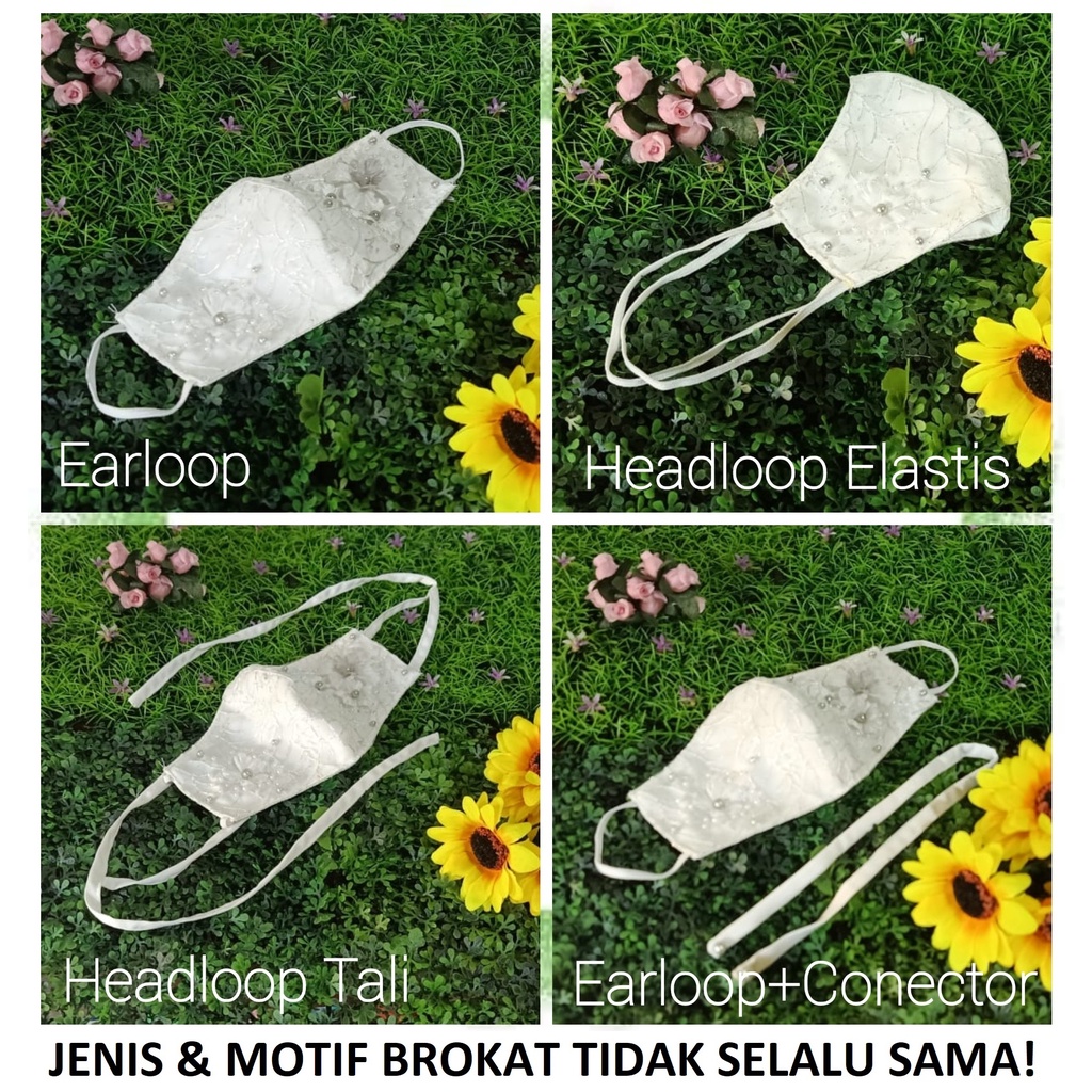 Masker tule lux / brokat tile premium | masker kondangan akad nikah pesta wedding pengantin souvenir