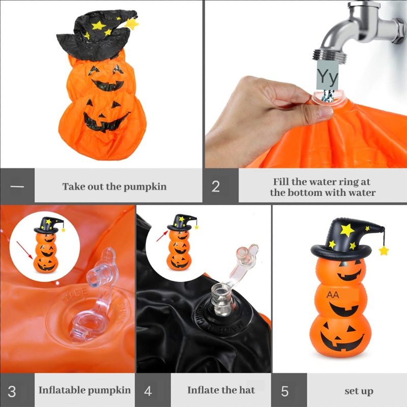 Zzz Balon Tiup Bentuk Labu Halloween Dengan Topi Penyihir 4.5ft Untuk Dekorasi Indoor / Outdoor