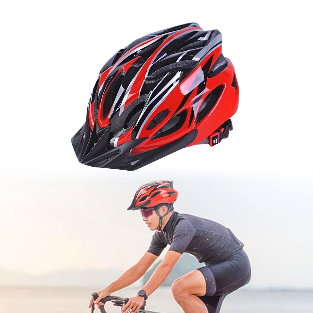 Helm Sepeda Bicycle Road Bike Helmet EPS Foam PVC Shell - WX022 - 7RSE2GRE Red