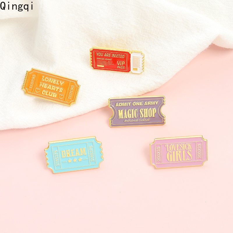 Bros Pin Enamel Bentuk Tiket Tulisan Dream Admit One Pass Untuk Anak