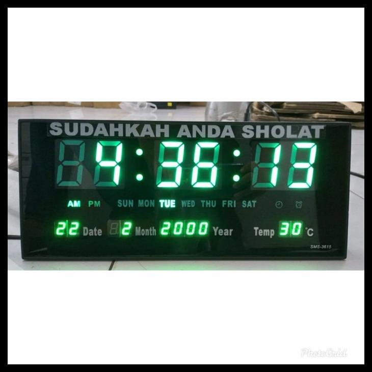 Jual JAM DINDING DIGITAL LED CLOCK HIJAU/BIRU 36 CM X 15 CM LED JH3615