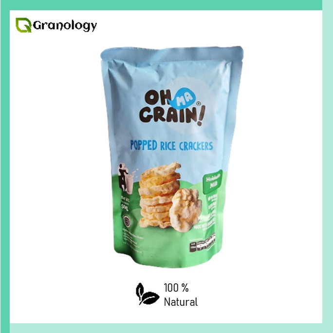 Oh Ma Grain Popped Rice Crackers Snack 50 gram - Hokkaido Milk