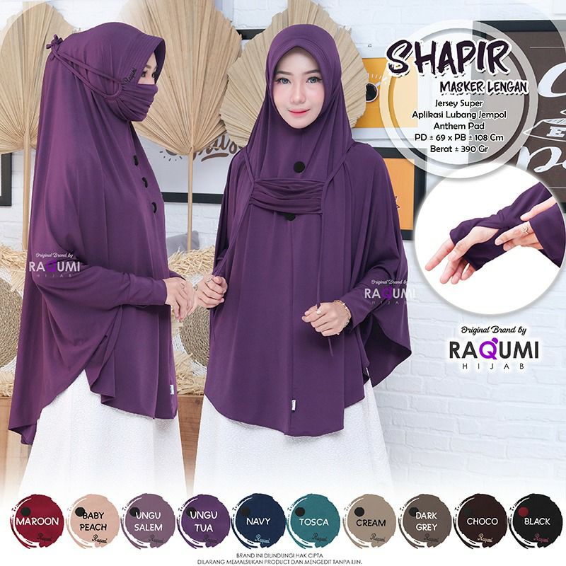 ( Restock )Hijab Lengan Shapir Original Raqumi