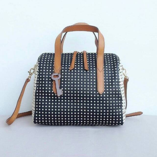 Tas fossil satchel polkadot bag