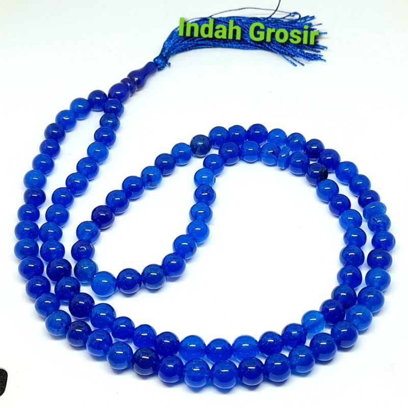 TASBIH BATU BLUE JADE KRISTAL 8MM 99BUTIR NATURAL