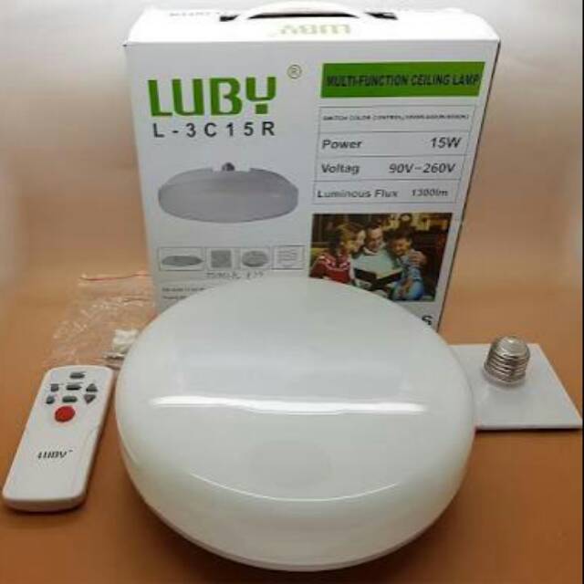 Ceiling Lamp LED 15 Watt with Remote Dimmer ( 3 Warna Lampu ) LUBY L-3C15R