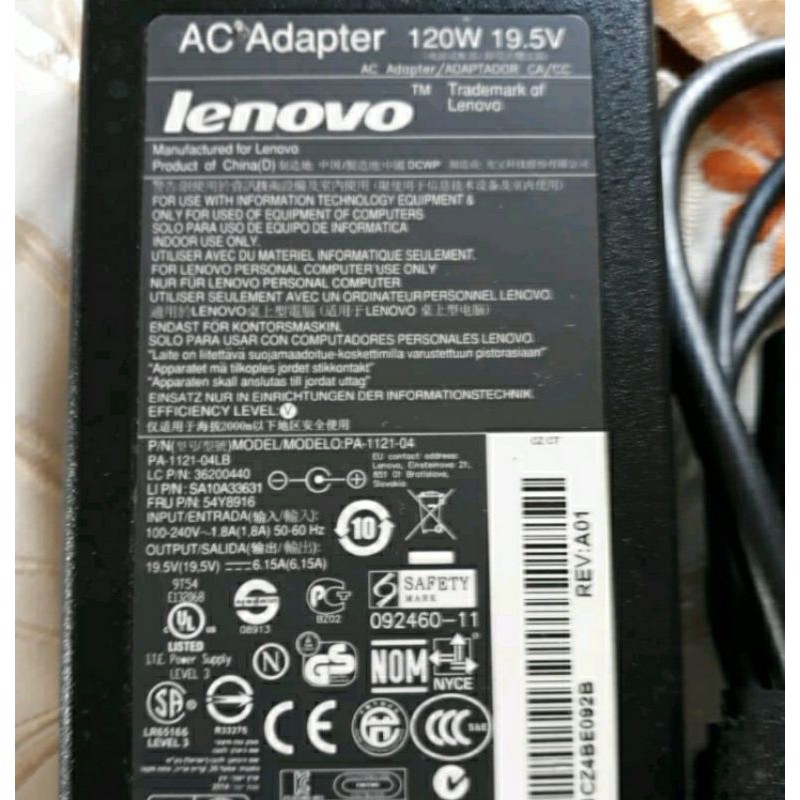 Adaptor Charger Original Lenovo 19.5V 6.15A (PA-1121-04LB) C355 C360 C365 C455 USB For PC All In One