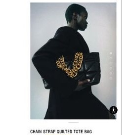ZARA Original Chain Strap Guilted Tote Bag