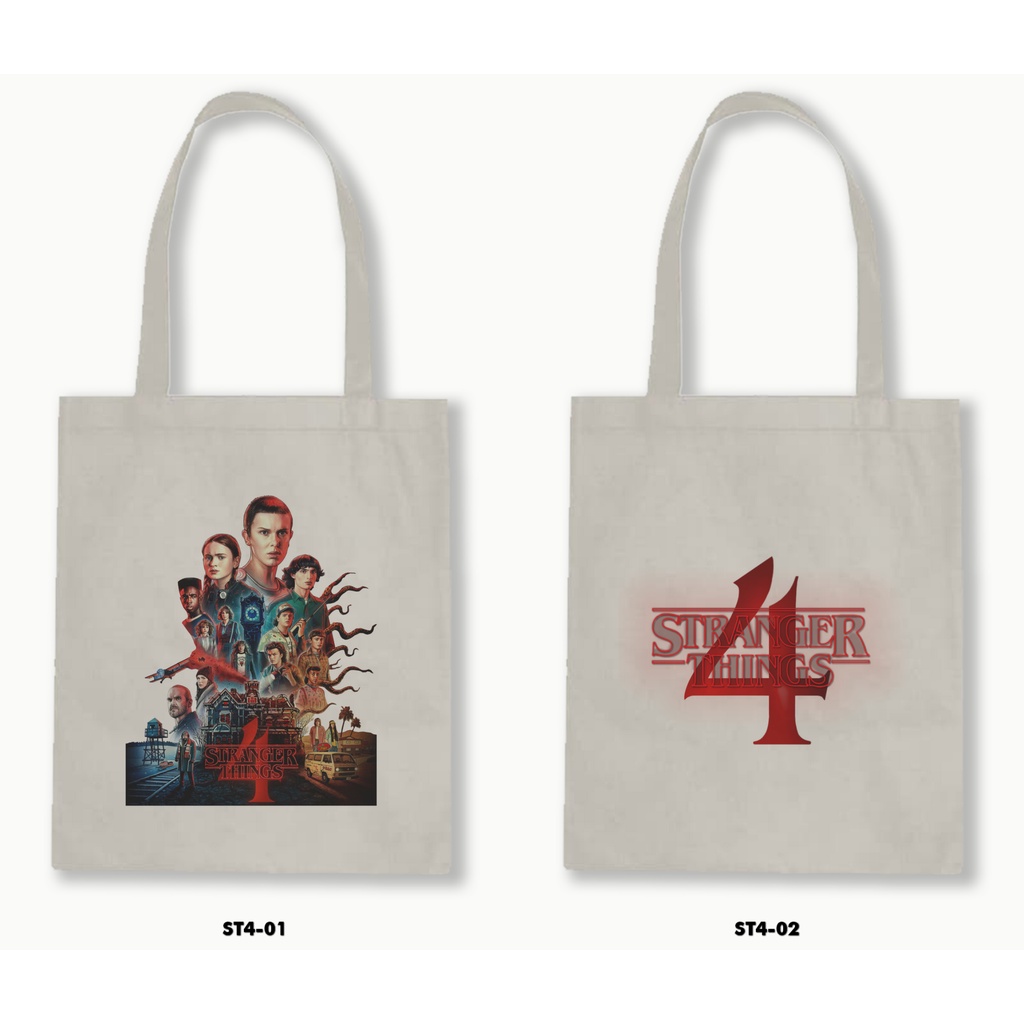Tas Tote Bag Resleting Kanvas/Blacu  - Stranger Things 4