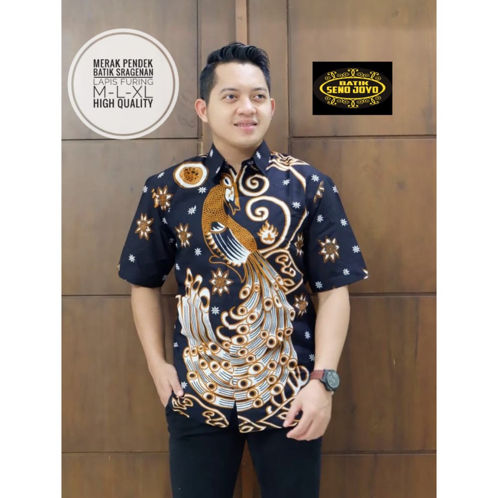 MERAK HITAM Kemeja Batik Pria Full Furing Bahan Katun Sragenan