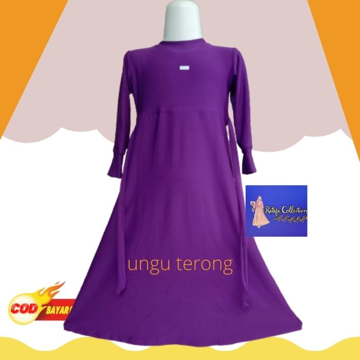 Gamis Anak jersey/Usia 1Tahun-12Tahun kerut bawah tanpa jilbab/.By ratifa collection.