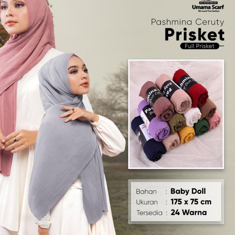 Hijab pasmina ceruty dan crepe plisket by umama scarf pashmina prisket