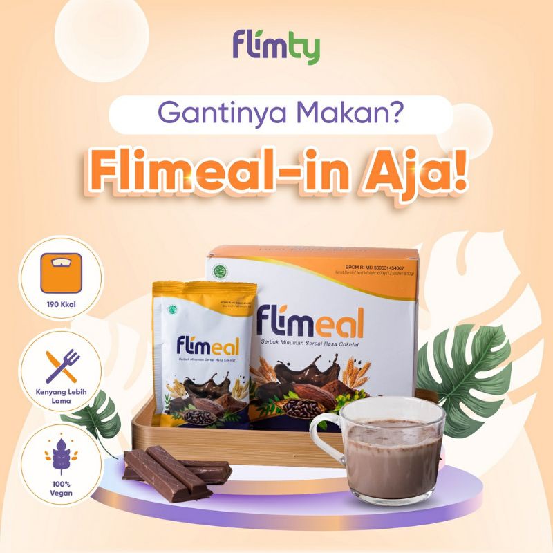 Flimeal Meal Replacement | minuman sereal rasa coklat by Flimty - 1 box isi 12 sachet