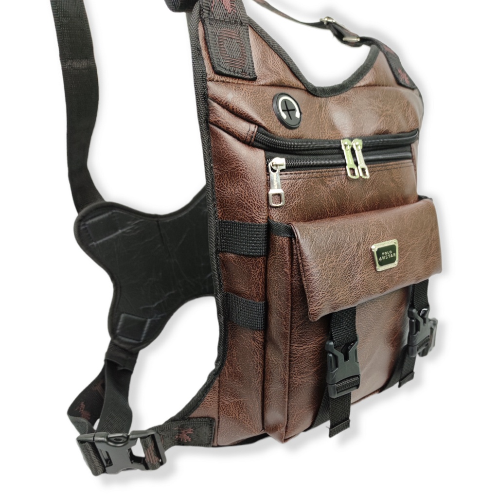 Tas Dada Kulit PU Leather Polo Amstar Polo Amstar Chest Bag Chest Rig Bag Tas Rompi  Selempang Dada