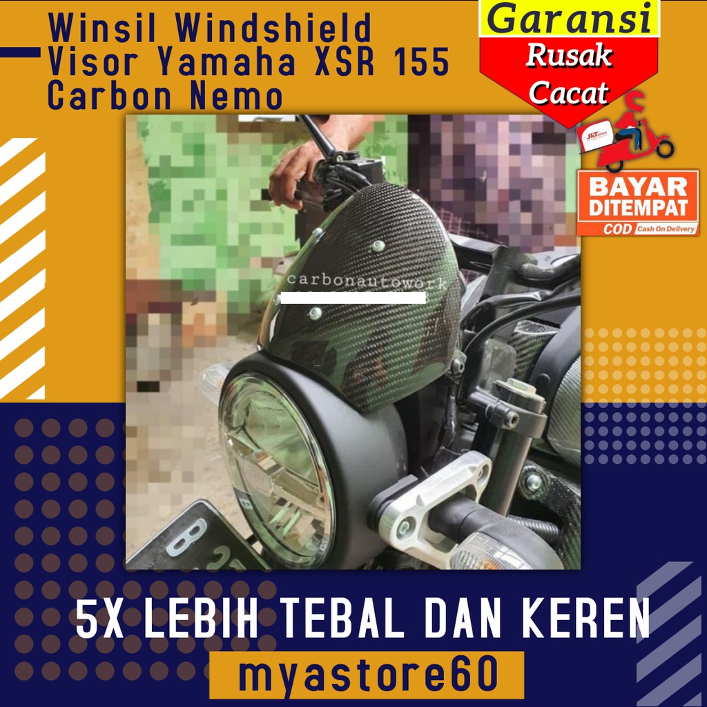 Winsil Windshield Visor Aksesoris Variasi Sparepart  Yamaha XSR 155 Carbon Nemo Pelindung Cover