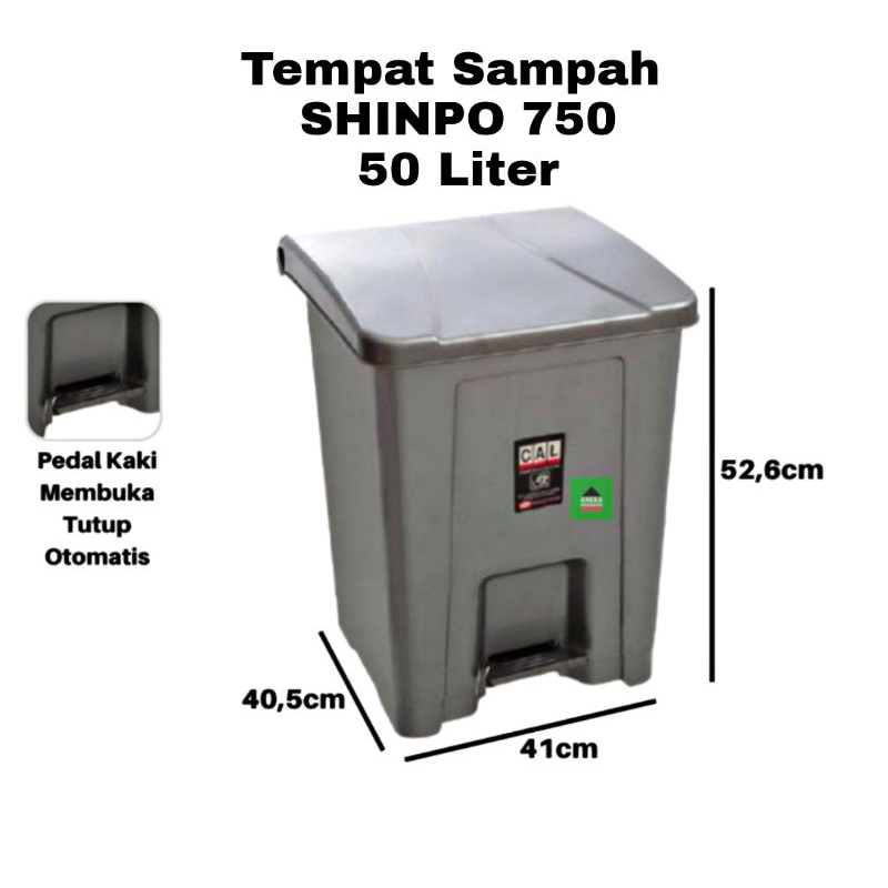 Tempat Sampah Injek SHINPO 750 50 Liter / Rubbish Bin Shinpo Original / Tempat Meletakan Sampah