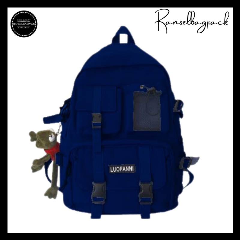 Tas Ransel - Backpack Punggung Bahu Sekolah Kekinian Terbaru Murah Casual Simpel Elegan Multifungsi Stylish Pria Wanita Cewek Cowok-Navy