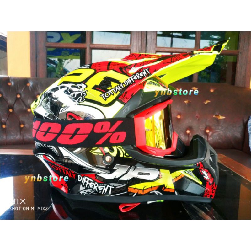 Jpx Cross Fox1 Motif X16 Ular Cobra Snake Yellow + Kacamata Google Goggle 100% Persen