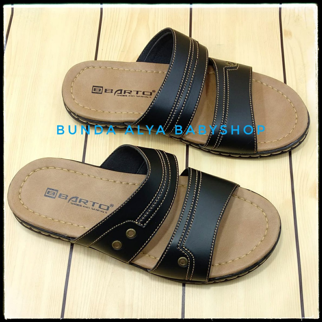 Sandal Pria Casual Slop Ukuran 39 - 43 Sol Keren Anti Licin - Sendal SLOP Cowok Casual HITAM BARTO