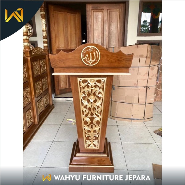 Podium Minimalis Kayu Jati Jepara podium presiden podium kaligrafi podium Islam