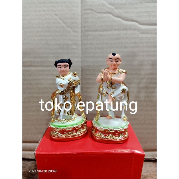 patung pengapit kwan im / kwan in / guan yin putih - fiber - 4 inch