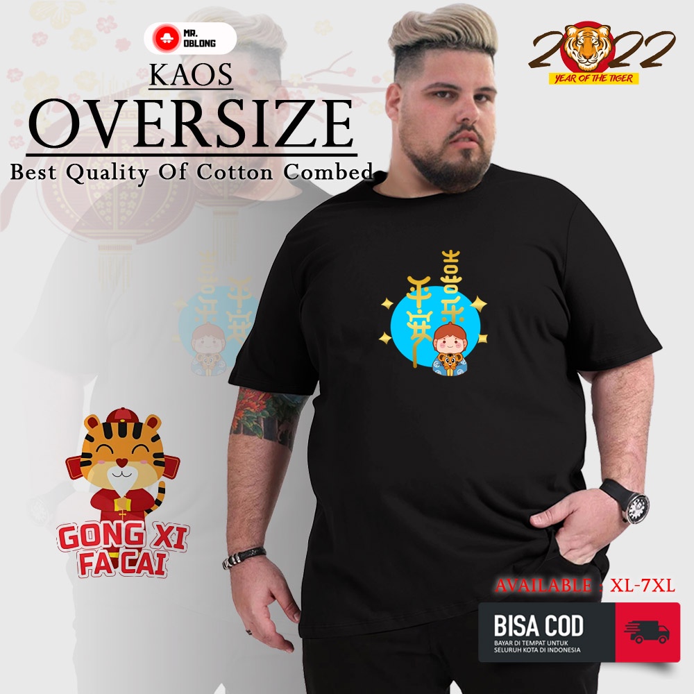 Kaos Tema Imlek Distro Jumbo Oversize Pria Laki Laki Cowok Unisex Dewasa Size M L XL XXL 2XL 3XL 4XL
