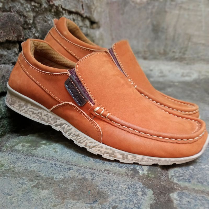 sepatu kulit pria casual slip on RM01 original kulit