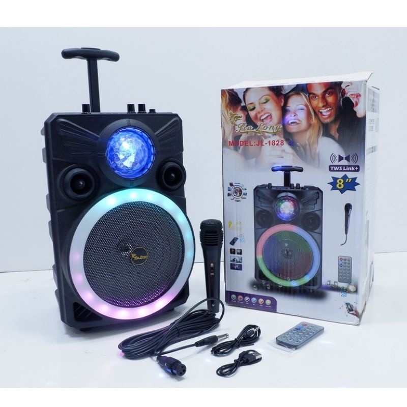 Speaker Bluetooth Portabel Jinlong JL-1828 Anggur 8 Inchi Gratis Microphone