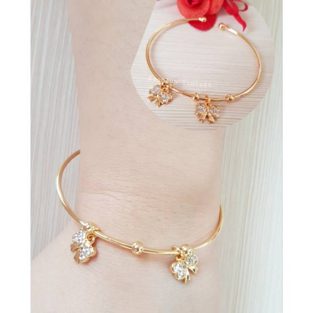 Gelang pita imut simple dan elegant xuping import perhiasan emas xuping dewasa