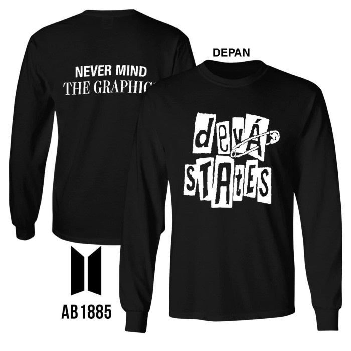 Kaos Baju Distro Deva states Lengan panjang Hitam XS - 6XL - XS