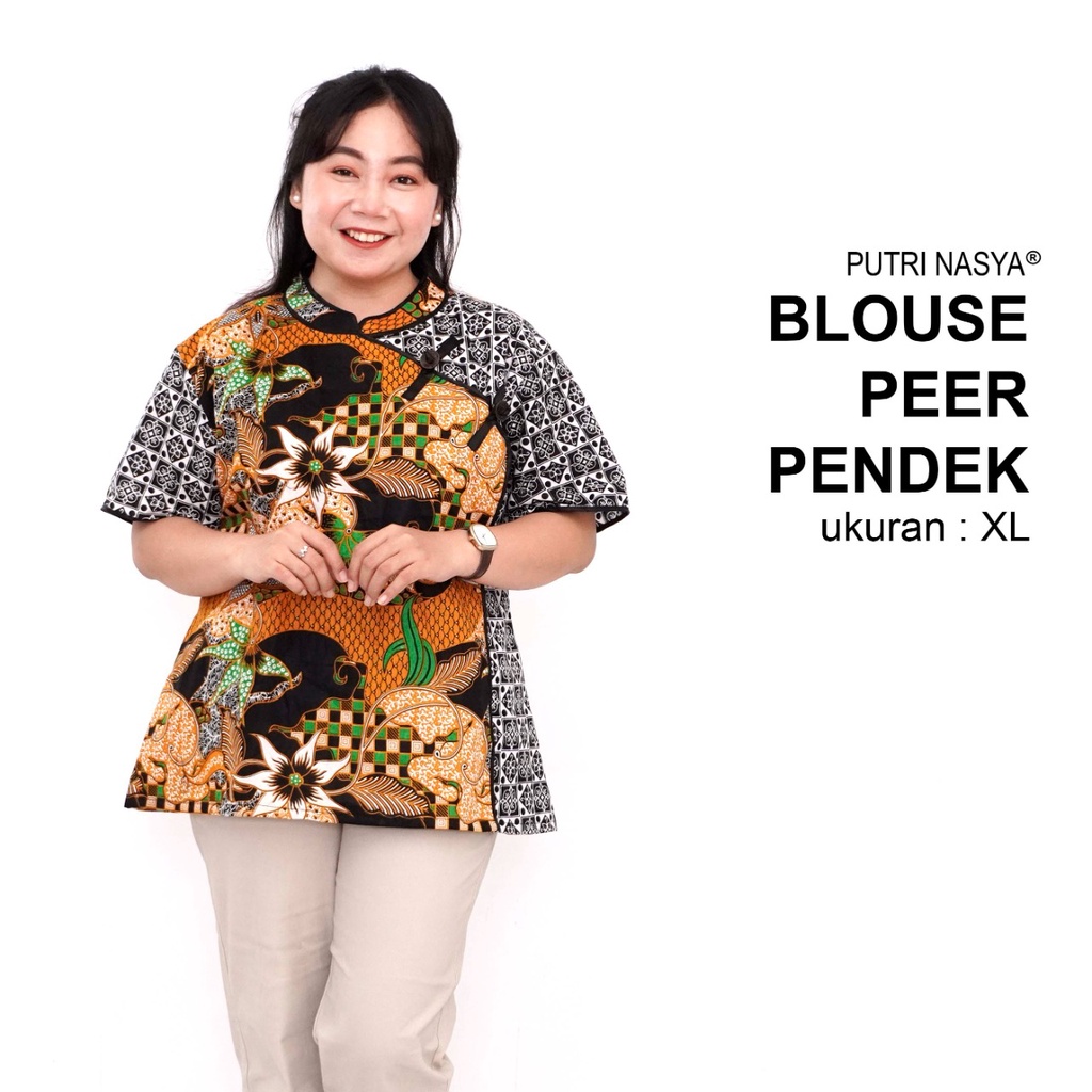 Blouse Big Size LD 140 Wanita Atasan Batik Jumbo S-M-L-XL-2L-3L-4L-5L-6L-7L Model Blus Jumbo Kerja Batik / Atasan Big Size Kerja Wanita / Pakaian Batik Kantor Wanita Kekinian