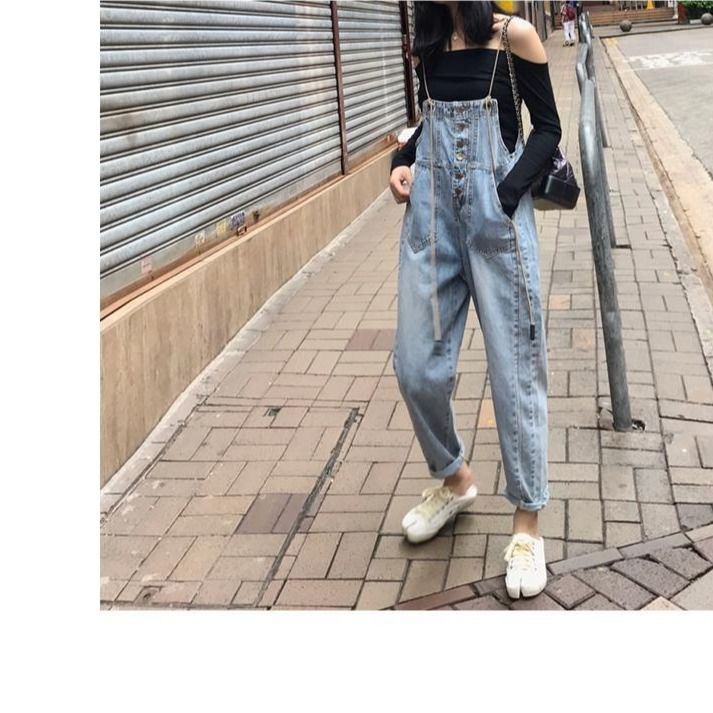 Overall denim wanita 2020 versi Korea baru musim panas dan musim gugur Hyun Ya angin longgar jumpsui