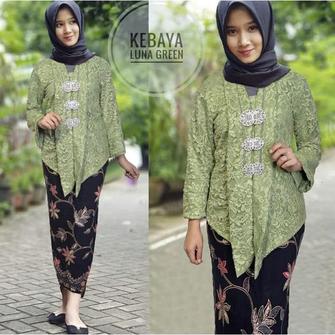 Kebaya Luna Green Hijab 0111 RJE Baju Gamis Wanita